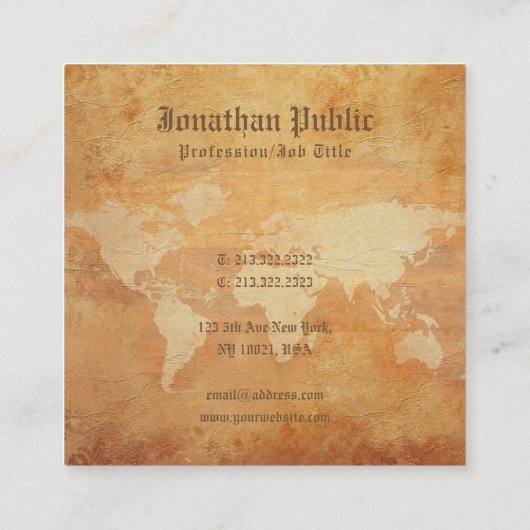 Elegant Nostalgisch oud papier look premium dik Vierkante Visitekaartje (Achterkant)