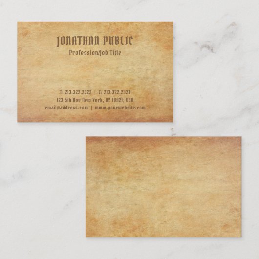 Elegant Nostalgisch oud papier look premium dik Visitekaartje (Voorkant / Achterkant)