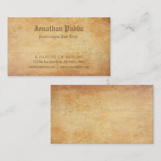 Elegant Nostalgisch oud papier look Professional L Visitekaartje (Voorkant / Achterkant)
