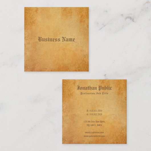 Elegant nostalgisch oud papier look professioneel vierkante visitekaartje (Voorkant / Achterkant)