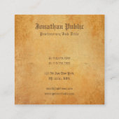 Elegant nostalgisch oud papier look professioneel vierkante visitekaartje (Achterkant)