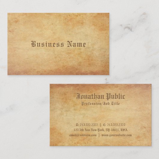 Elegant nostalgisch oud papier look professioneel visitekaartje (Voorkant / Achterkant)