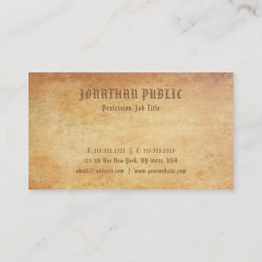 Elegant nostalgisch oud papier ziet er geraffineer visitekaartje (Achterkant)