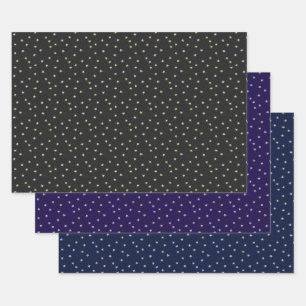 Elegant Nostalgische sterren op zwart, blauw en Pa Inpakpapier Vel