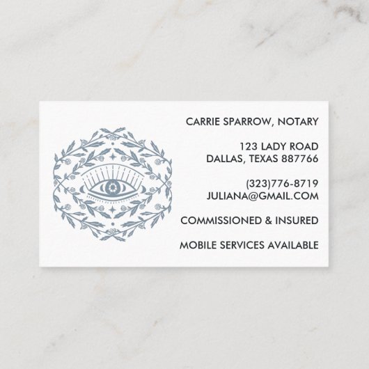 Elegant notaris public mystical Eye Roos wijnwijn Visitekaartje (Achterkant)