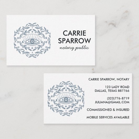 Elegant notaris public mystical Eye Roos wijnwijn Visitekaartje (Voorkant / Achterkant)