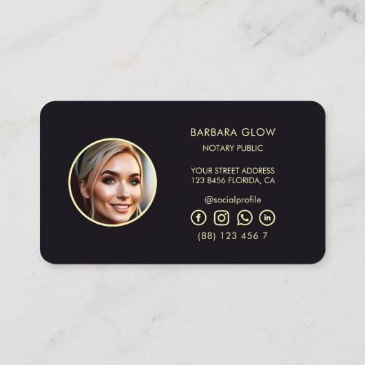 Elegant Notarisch Overstromend Neon Gold Visitekaartje (Achterkant)