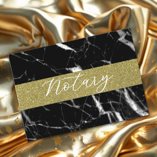 Elegant notarisschrift zwart marmer glitter goud visitekaartje