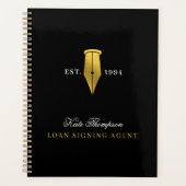 Elegant Notary Public Signing Agent Gold Logo Planner (Voorkant)