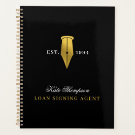 Elegant Notary Public Signing Agent Gold Logo Planner