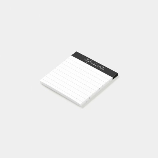 Elegant Notes Script Black Grey Lined Personalized (Schuin)