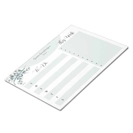 Elegant Notitieblok Aangepaste Floral om lijsten t (Schuin)