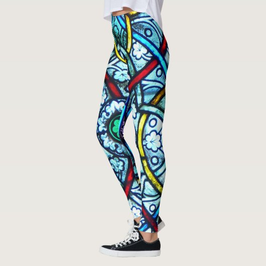 Elegant Notre Dame Paris Glas in lood Patroon Leggings (Links)