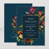 Elegant Nouveau Garden Flowers Wedding Save The Date (Voorkant / Achterkant)
