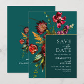 Elegant Nouveau Garden Flowers Wedding Save The Date (Voorkant / Achterkant)