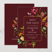 Elegant Nouveau Garden Flowers Wedding Save The Date (Voorkant / Achterkant)