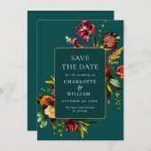 Elegant Nouveau Garden Flowers Wedding Save The Date (Voorkant / Achterkant)