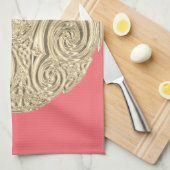Elegant nouveau goud koraal roze theedoek (Quarter Fold)