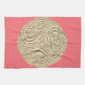 Elegant nouveau goud koraal roze theedoek (Horizontaal)