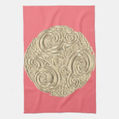 Elegant nouveau goud koraal roze theedoek (Verticaal)