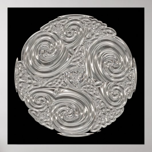 Elegant nouveau Silver Black ziet er modern uit Poster (Voorkant)