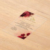 Elegant Nuestra Boda Red Floral Wedding Invitation Acryl Uitnodigingen (Laagn)