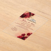 Elegant Nuestra Boda Red Gold Floral Wedding Acryl Uitnodigingen (Laagn)