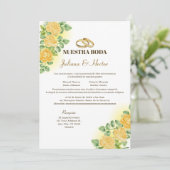 Elegant Nuestra Boda Yellow Floral Wedding Kaart (Staand voorkant)