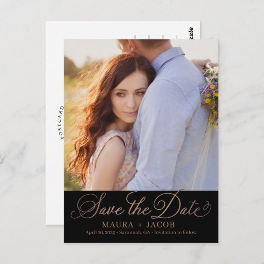 Elegant Nuptial sparen het Briefkaart van de Datum (Voorkant / Achterkant)