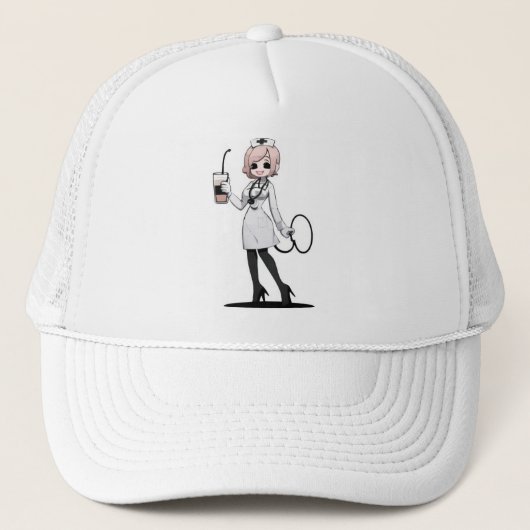 Elegant Nurse Coffee Cap Trucker Pet (Voorkant)