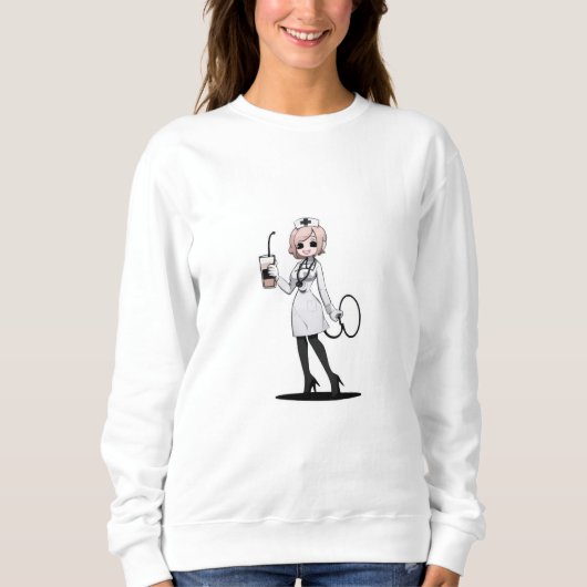 Elegant Nurse Coffee Sweatshirt (Voorkant)