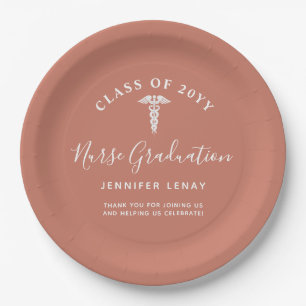 Elegant Nurse Graduation Party Terracotta Name Papieren Bordje