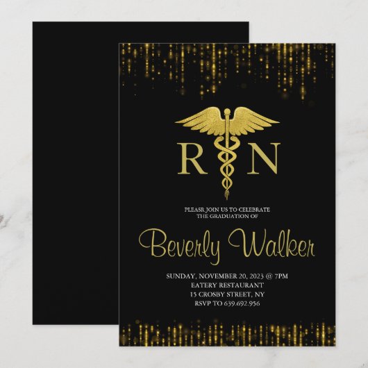 Elegant Nursing School Afstuderen Kaart (Voorkant / Achterkant)