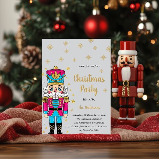 Elegant Nutcracker Christmas Party | Gold Glitter Kaart