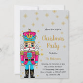 Elegant Nutcracker Christmas Party | Gold Glitter Kaart (Voorkant)