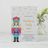 Elegant Nutcracker Christmas Party | Gold Glitter Kaart (Staand voorkant)