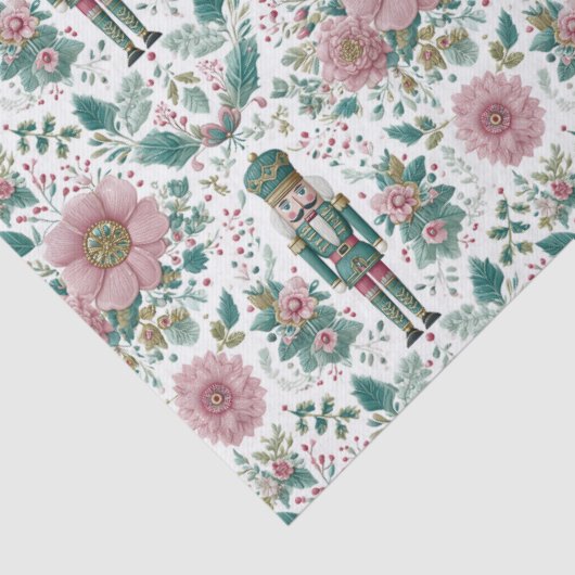 Elegant Nutcracker & Flowers Print Tissuepapier (Detail)
