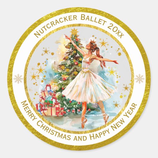 Elegant Nutcracker Merry Christmas and New Year Ronde Sticker (Voorkant)