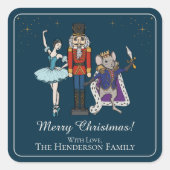Elegant Nutcracker Merry Christmas Square Sticker (Voorkant)