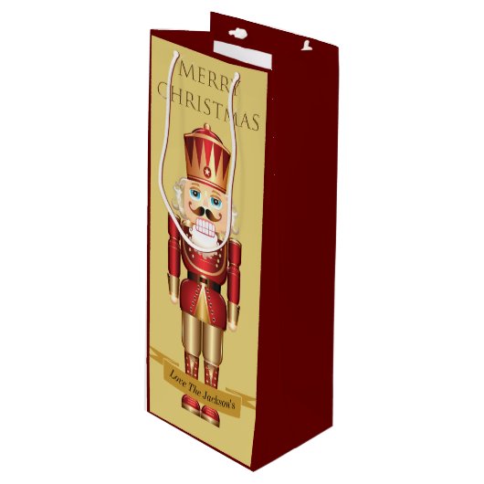 Elegant Nutcracker Speelgoed Soldaat Kerstmis Aang Wijn Cadeautas (Voorkant Gekanteld)