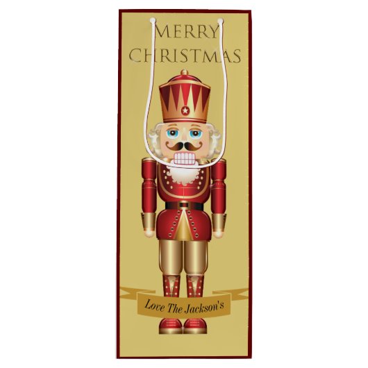 Elegant Nutcracker Speelgoed Soldaat Kerstmis Aang Wijn Cadeautas (Voorkant)