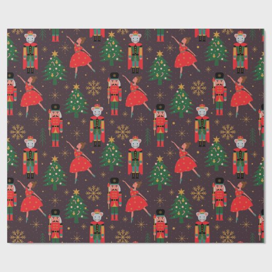 Elegant Nutkraker Kerstmis Cadeaupapier (Vlak)