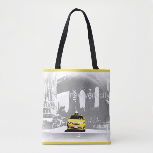 Elegant NYC New York City Brooklyn Gele Taxi Tote Bag (Voorkant)