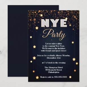 Elegant NYE Confetti Party Kaart