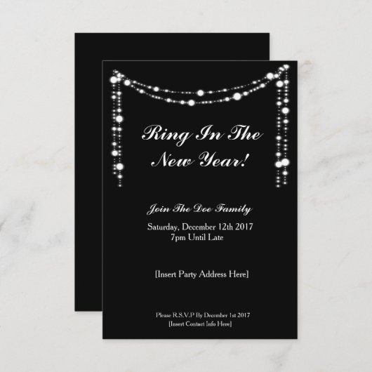 Elegant NYE Party Invite Kaart (Voorkant / Achterkant)