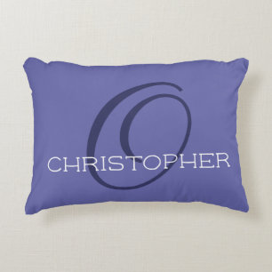 Elegant O Initiaal Name Periwinkle Blue Stylish Accent Kussen