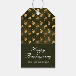 Elegant Oak Leaves Green Thanksgiving Cadeaulabel