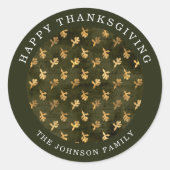 Elegant Oak Leaves Green Thanksgiving Ronde Sticker (Voorkant)