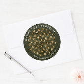 Elegant Oak Leaves Green Thanksgiving Ronde Sticker (Envelop)