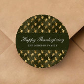 Elegant Oak Leaves Green Thanksgiving Ronde Sticker